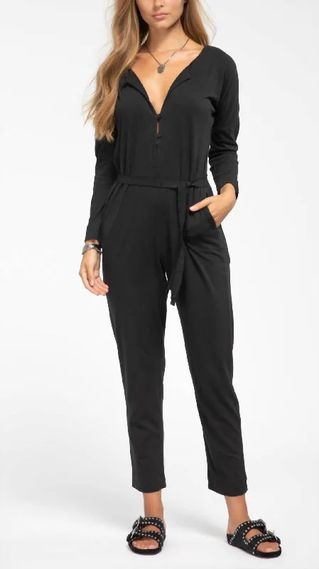 High-waisted tight trousers for women with belt loops for added style -Flight Suit In Black