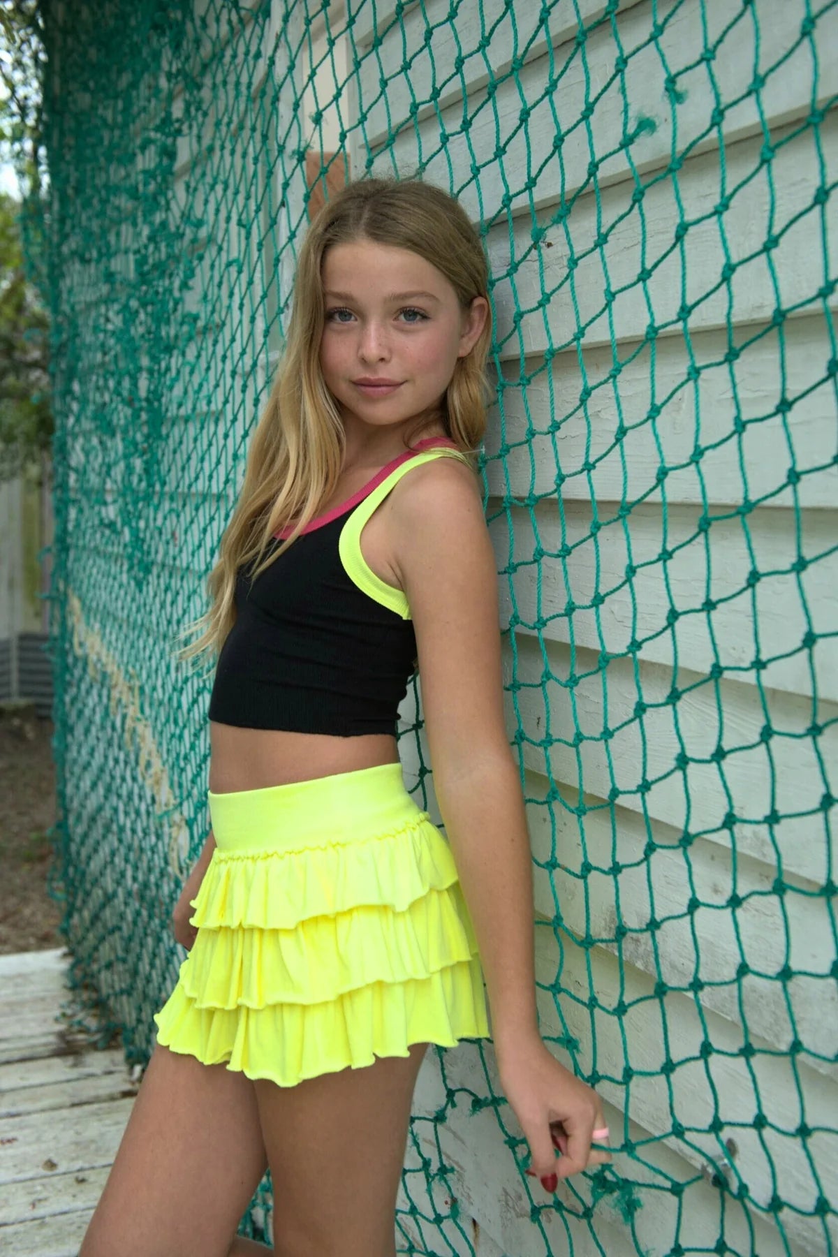 Linen Dresses for Breathable -Neon Yellow Shane Ruffle Skort