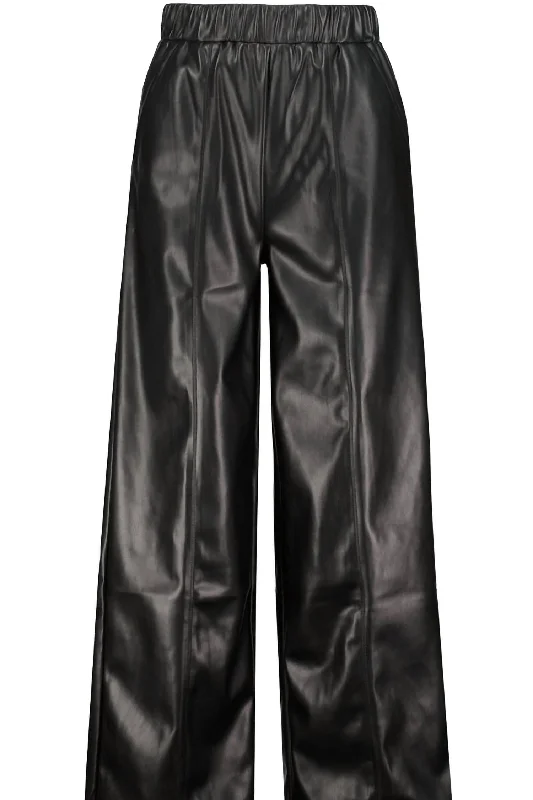 All-black tight trousers for women with simple, chic design for formal occasions -Women's Gia Vegan Leather Pant In Black