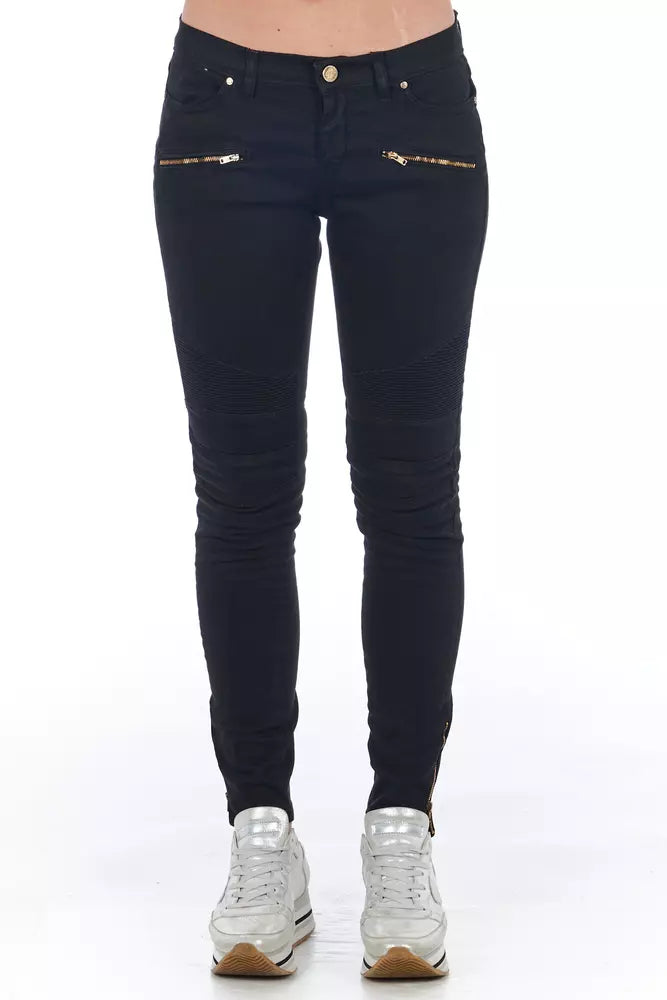 Stretchy knit tight trousers for women with soft fabric and relaxed fit -Frankie Morello  Cotton Jeans & Women's Pant