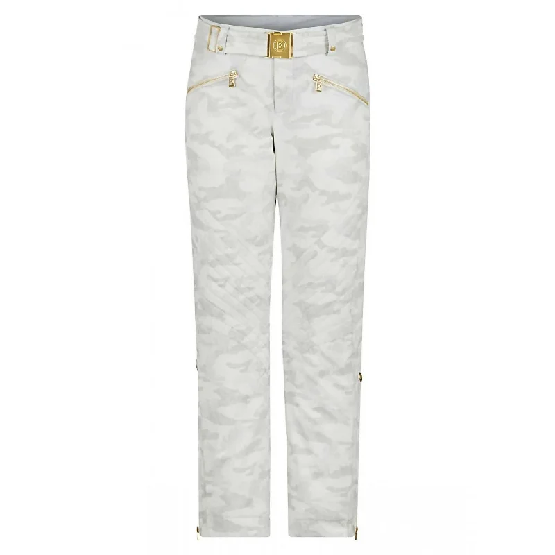 Trendy tight trousers for women with zipper details and edgy finish -Franzi2 Ski Pant In White Camo