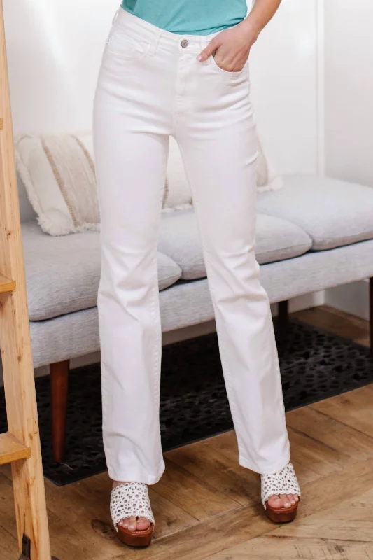 Skinny tight trousers for men with fade-resistant fabric for long-lasting wear -High Waist Boot Cut Jean In Pure White