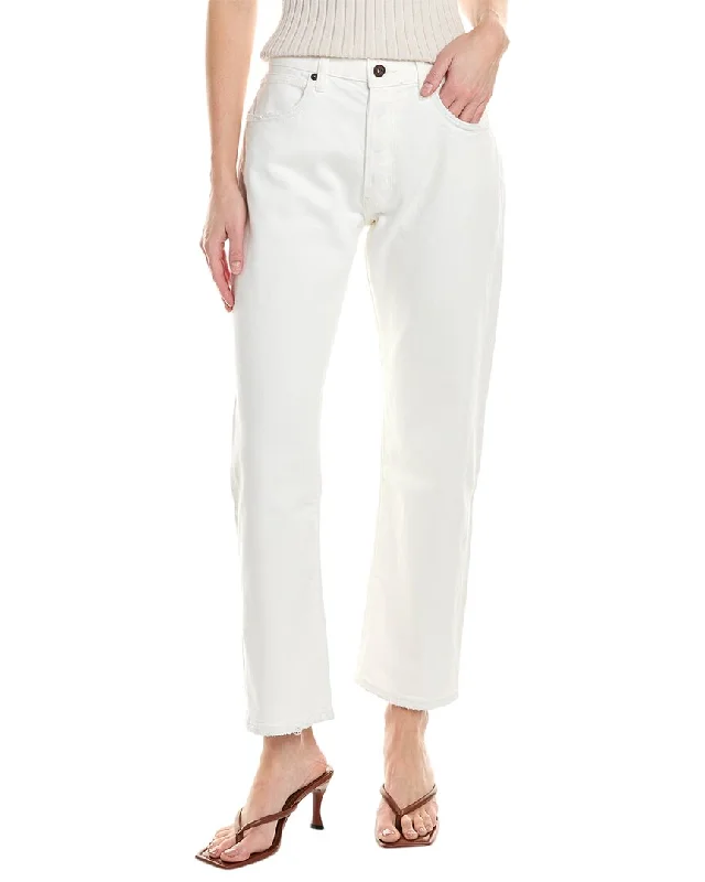 Soft wool tight trousers for women with cozy, refined fabric for cold weather -BORO DENIM Tokyo Off White Straight Jean