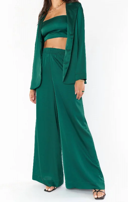 Stretchy knit tight trousers for women with soft fabric and relaxed fit -Irwin Pants In Emerald Luxe