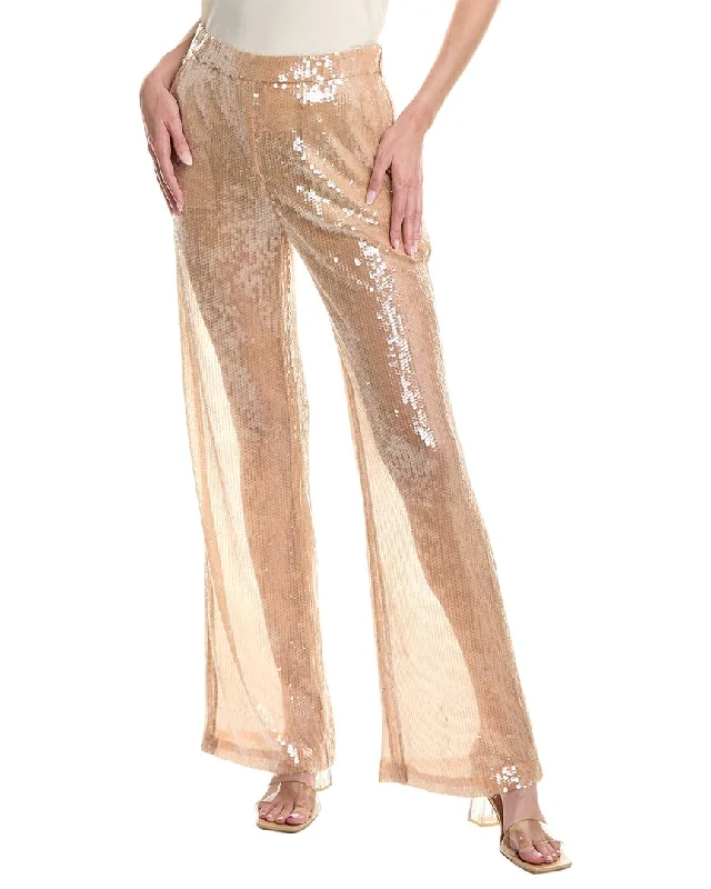 High-waisted tight trousers for women with slimming silhouette and smooth fit -BCBGMAXAZRIA Sequin Wide Leg Pant