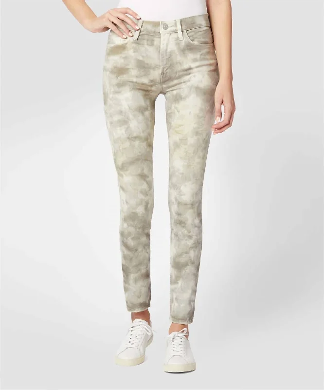 Statement tight trousers for women with bold color options for fashion-forward looks -Collin High-Rise Skinny Jean In Sage Fatigue Tie-Dye