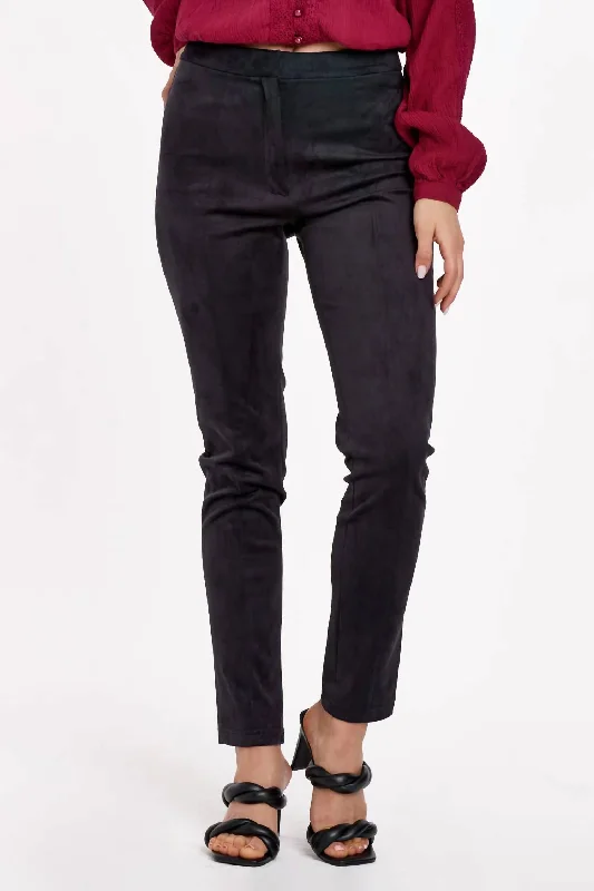 Boho-inspired tight trousers for women with earthy tones and relaxed fit -Lenon Pant In Black