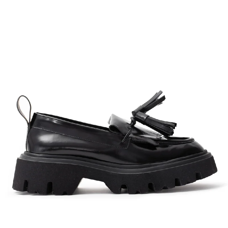 Loafers for men with slip-resistant rubber soles and padded insoles-Women's Msgm Track Sole Loafers Black