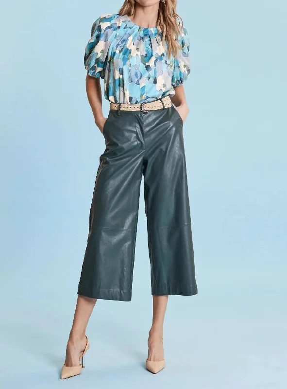 Casual tight trousers for men with drawstring waistband for a relaxed fit -Rebecca Pleather Crop Pant In Brunswich