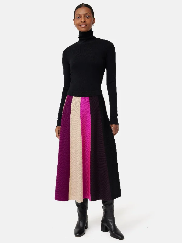 African Dresses with Culture -Merino Colourblock Knit Skirt | Multi