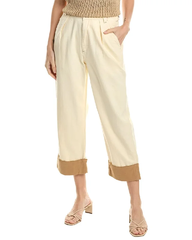 Tight trousers for women with leather accents and modern, bold design -Beulah Pleated Pant