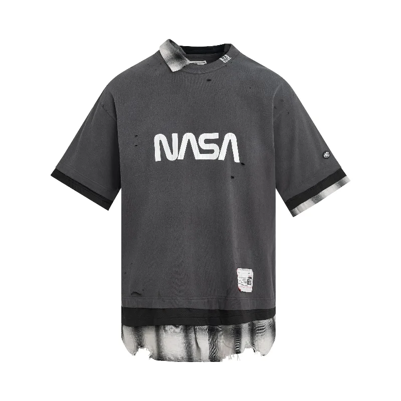 Compact daypack backpack for short weekend trips -Nasa Logo Triple Layered T-Shirt in Black